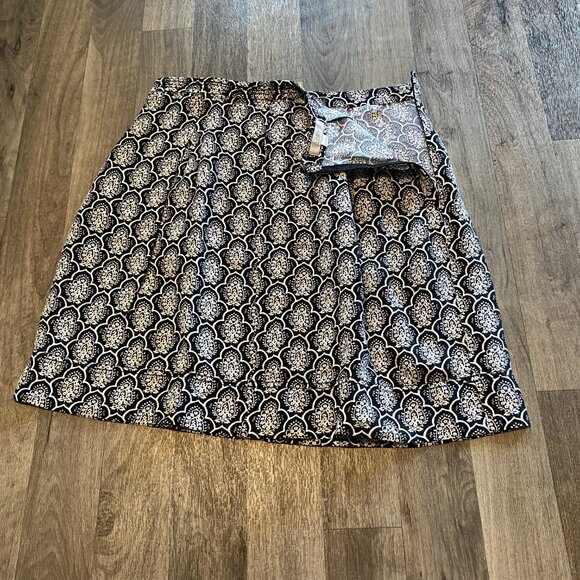 Loft Geometric Pleated Mini Skirt Linen Blend Size 4 - Picture 4 of 7